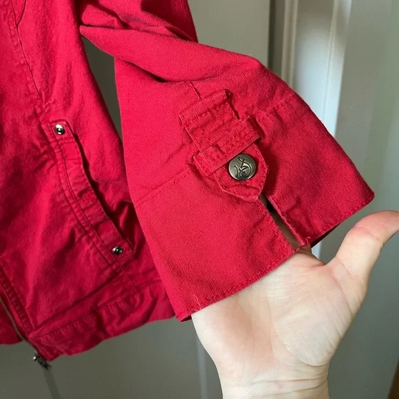 Cropped jacket, cherry red - Picture 4 of 5